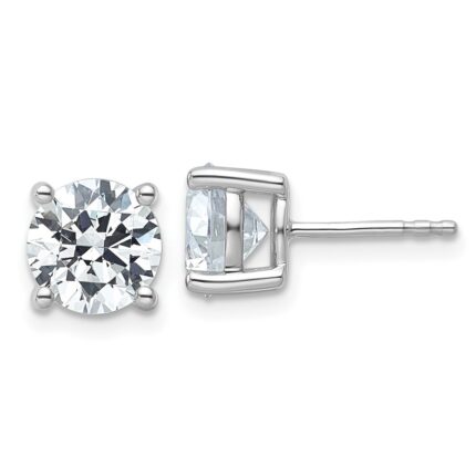 Platinum 4 carat Certified Lab Grown Diamond VS+ F+ Round Complete Four Prong Stud Earrings