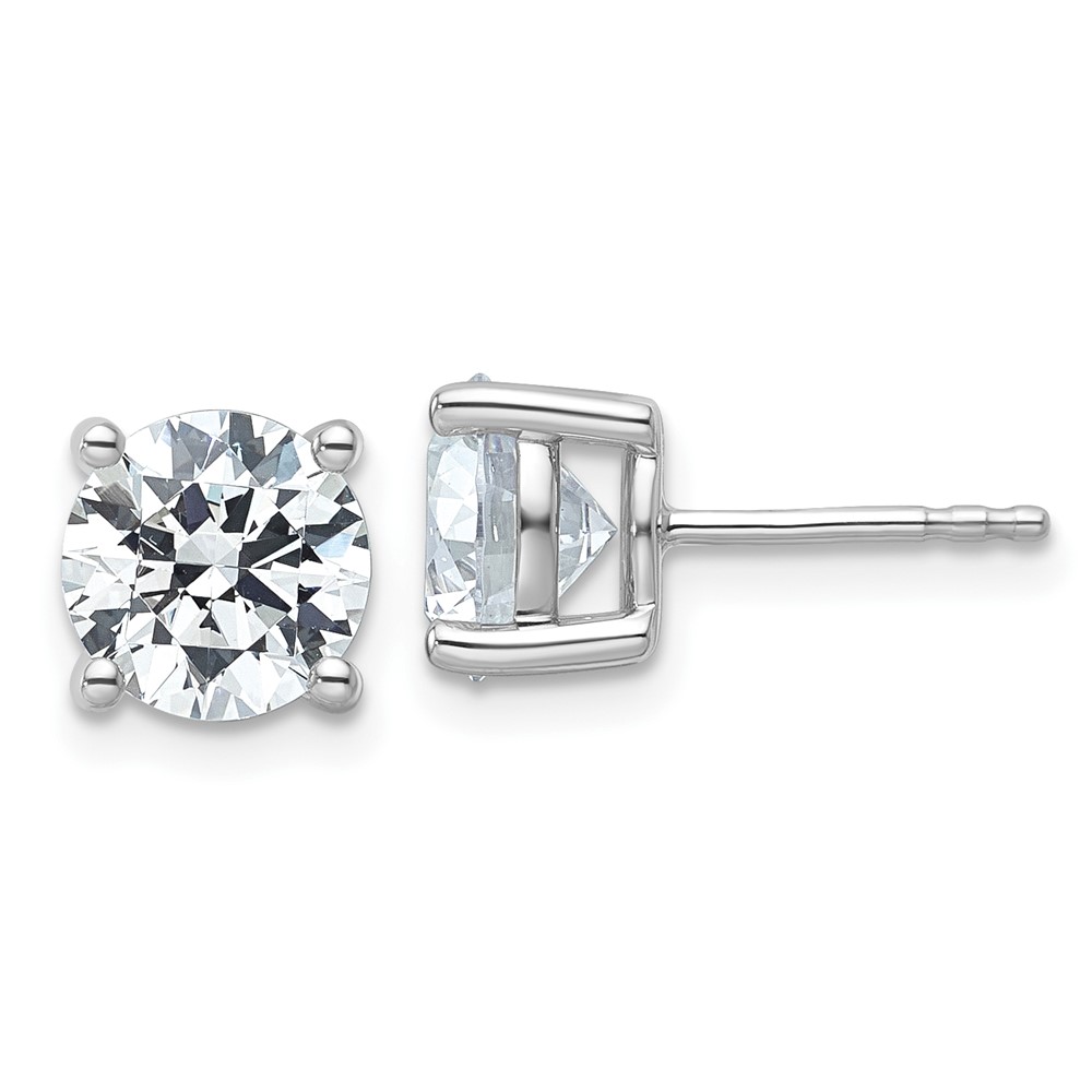 EM1006-400-PLAA.jpg Platinum 4 carat Certified Lab Grown Diamond VS+ F+ Round Complete Four Prong Stud Earrings - Image 1