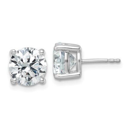 Platinum 5 carat Certified Lab Grown Diamond VS+ F+ Round Complete Four Prong Stud Earrings