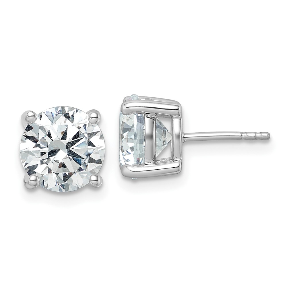 EM1006-500-PLAA-1.jpg Platinum 5 carat Certified Lab Grown Diamond VS+ F+ Round Complete Four Prong Stud Earrings - Image 1