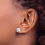 14k White Gold 5 carat Certified Lab Grown Diamond VS+ F+ Round Complete Four Prong Heavyweight Stud Earrings - Image 3