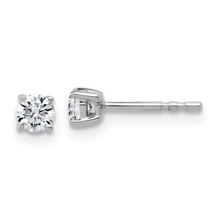 14k White Gold 1/3 carat Certified Lab Grown Diamond VS/SI+ G+ Round Complete Four Prong Lightweight Stud Earrings