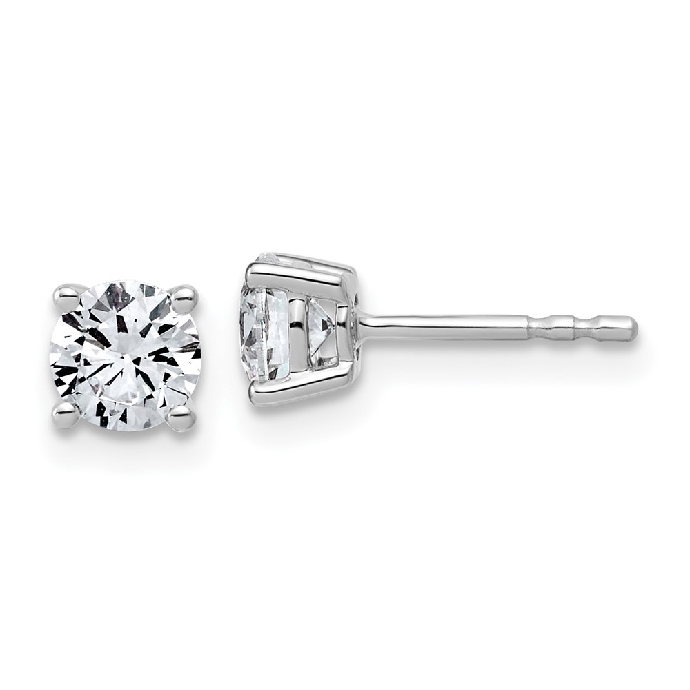 EM1006L-100-WAA-1.jpg 14k White Gold 1 carat Lab Grown Diamond VS/SI+ G+ Round Complete Four Prong Lightweight Stud Earrings - Image 1