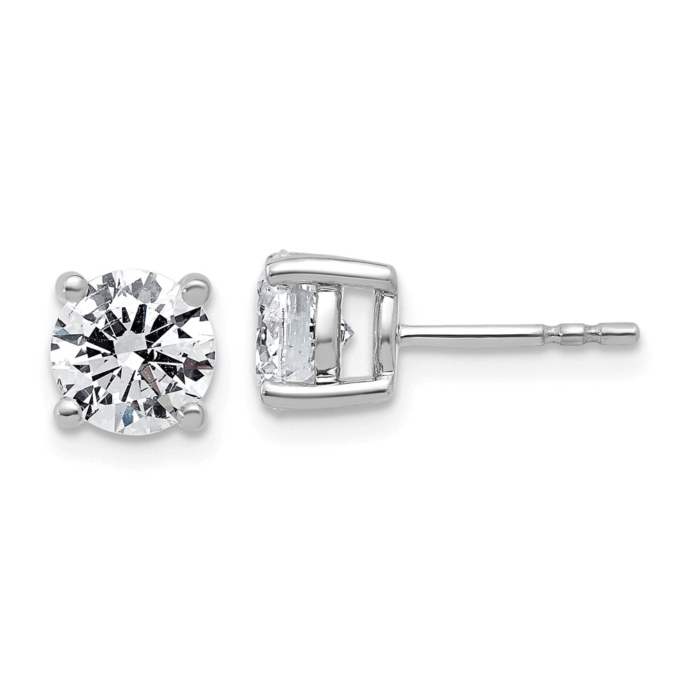 EM1006L-200-WAA.jpg 14k White Gold 2 carat Lab Grown Diamond VS/SI+ G+ Round Complete Four Prong Lightweight Stud Earrings - Image 1