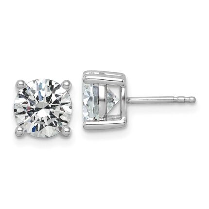 14k White Gold 3 carat Lab Grown Diamond VS/SI+ G+ Round Complete Four Prong Lightweight Stud Earrings