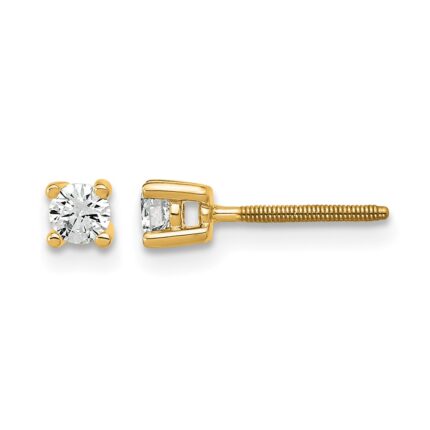 14k 1/5 carat Lab Grown Diamond VS/SI+ G+ Round Complete Four Prong Screwback Heavyweight Stud Earrings