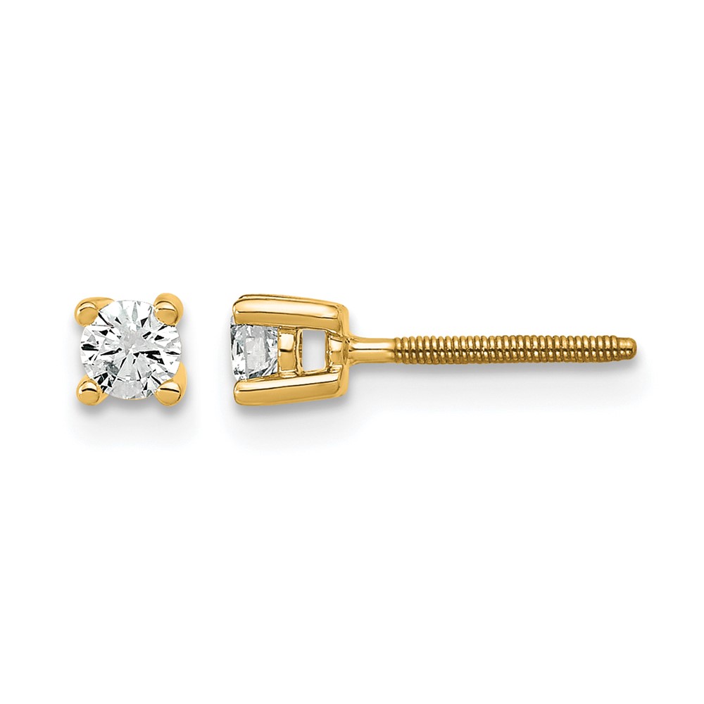 EM1006S-020-YAA.jpg 14k 1/5 carat Certified Lab Grown Diamond VS+ F+ Round Complete Four Prong Screwback Heavyweight Stud Earrings - Image 1