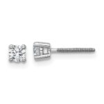 18k White Gold 1/4 carat Lab Grown Diamond VS+ F+ Round Complete Four Prong Screwback Stud Earrings