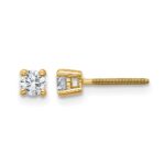 14k 1/4 carat Certified Lab Grown Diamond VS+ F+ Round Complete Four Prong Screwback Heavyweight Stud Earrings