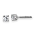 18k White Gold 1/3 carat Lab Grown Diamond VS+ F+ Round Complete Four Prong Screwback Stud Earrings