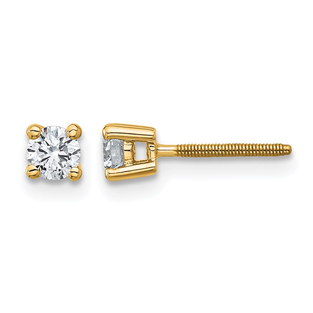 EM1006S-033-YAA.jpg 14k 1/3 carat Certified Lab Grown Diamond VS+ F+ Round Complete Four Prong Screwback Heavyweight Stud Earrings - Image 1