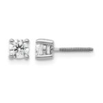 14k White Gold 1/2 carat Certified Lab Grown Diamond VS/SI+ G+ Round Complete Four Prong Screwback Heavyweight Stud Earrings