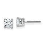 18k White Gold 3/4 carat Certified Lab Grown Diamond VS+ F+ Round Complete Four Prong Screwback Stud Earrings
