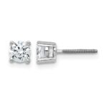 14k White Gold 3/4 carat Certified Lab Grown Diamond VS/SI+ G+ Round Complete Four Prong Screwback Heavyweight Stud Earrings