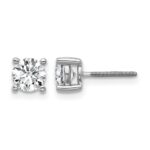 14k White Gold 1 carat Certified Lab Grown Diamond VS+ F+ Round Complete Four Prong Screwback Heavyweight Stud Earrings