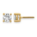 14k 1 carat Lab Grown Diamond VS+ F+ Round Complete Four Prong Screwback Heavyweight Stud Earrings