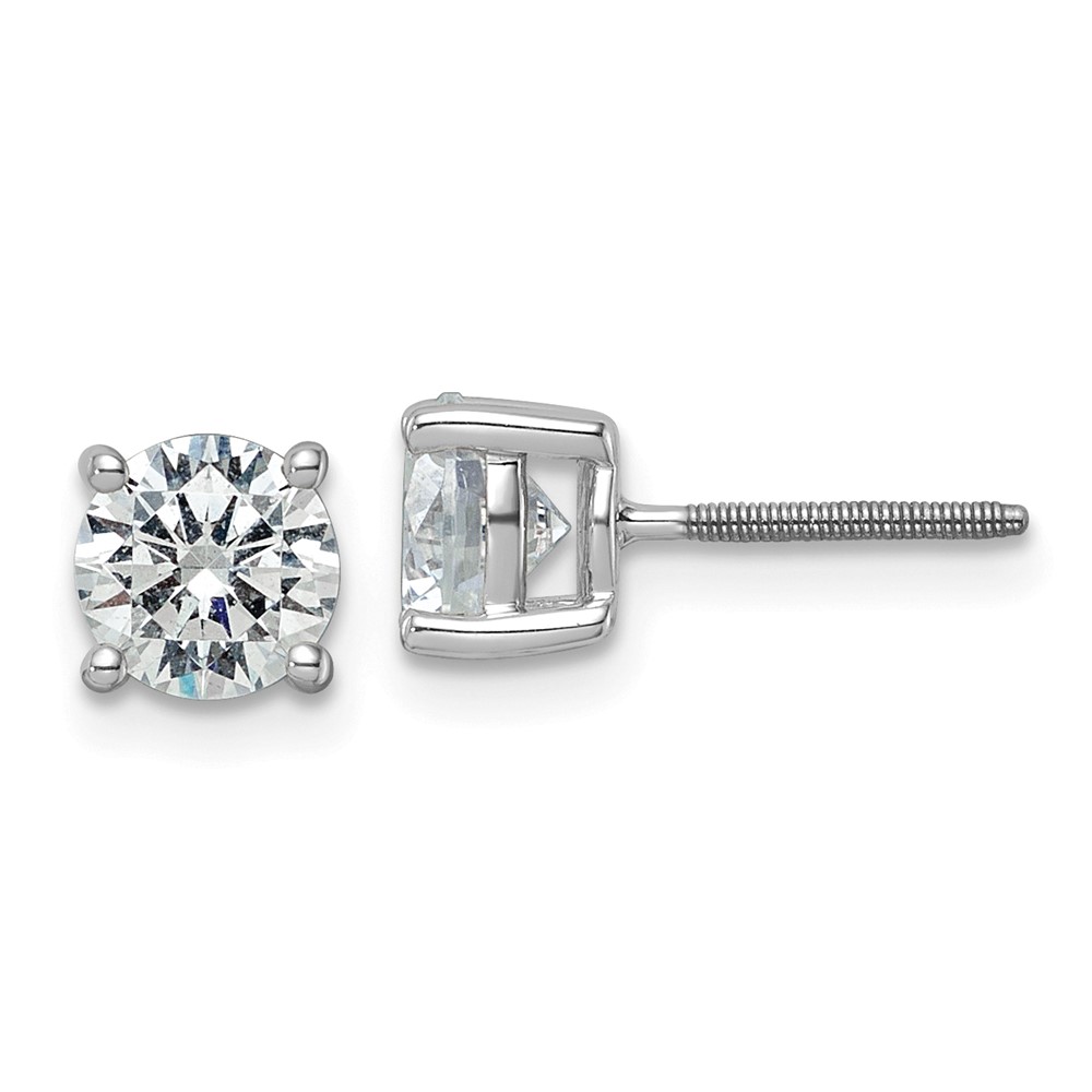 EM1006S-200-PLAA-6.jpg Platinum 3 carat Certified Lab Grown Diamond VS+ F+ Round Complete Four Prong Screwback Stud Earrings - Image 1