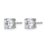 14k White Gold 4 carat Lab Grown Diamond VS+ F+ Round Complete Four Prong Screwback Heavyweight Stud Earrings - Image 2