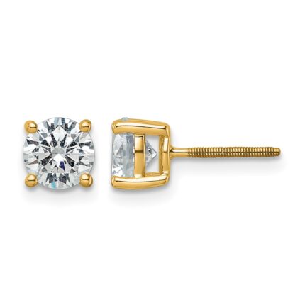 14k 3 carat Certified Lab Grown Diamond VS+ F+ Round Complete Four Prong Screwback Heavyweight Stud Earrings