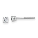14k White Gold 1/4 carat Lab Grown Diamond VS/SI+ G+ Round Complete Four Prong Lightweight Screwback Stud Earrings