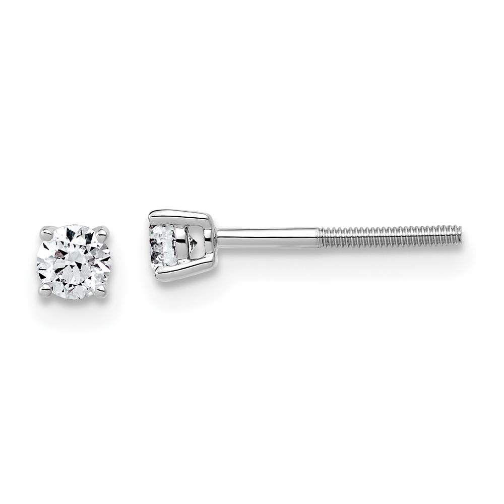EM1006SL-025-WAA-1.jpg 14k White Gold 1/4 carat Lab Grown Diamond VS/SI+ G+ Round Complete Four Prong Lightweight Screwback Stud Earrings - Image 1