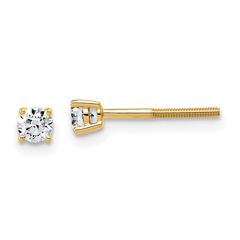 EM1006SL-025-YAA.jpg 14k 1/4 carat Lab Grown Diamond VS+ F+ Round Complete Four Prong Lightweight Screwback Stud Earrings - Image 1