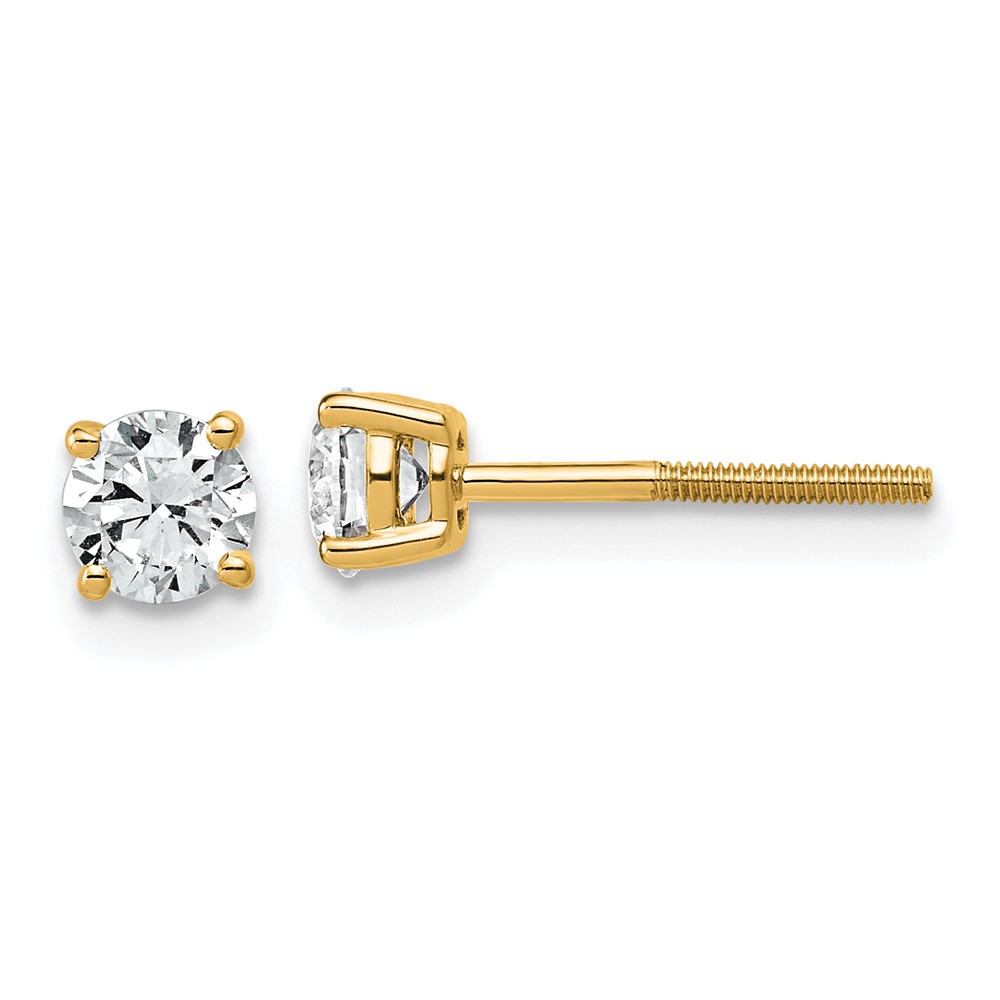 EM1006SL-075-YAA-1.jpg 14k 3/4 carat Lab Grown Diamond VS/SI+ G+ Round Complete Four Prong Lightweight Screwback Stud Earrings - Image 1