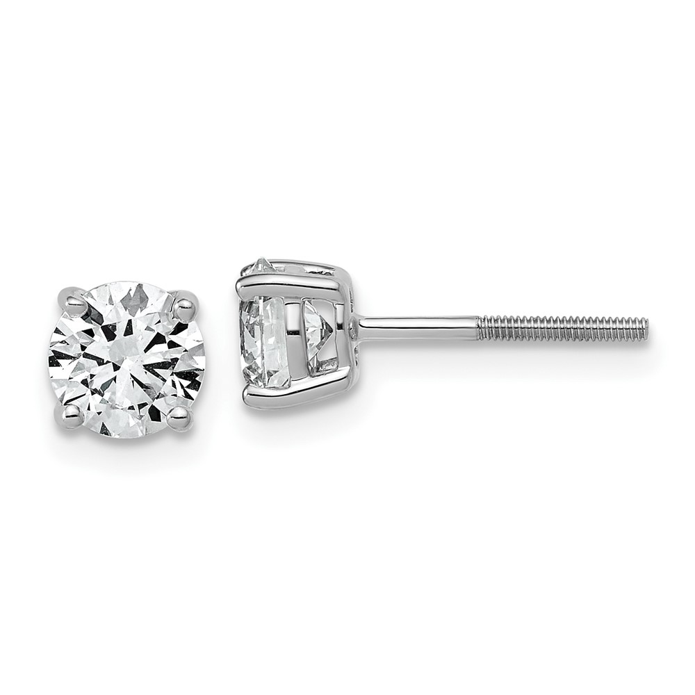 EM1006SL-150-WAA-1.jpg 14k White Gold 1 1/2 carat Lab Grown Diamond VS/SI+ G+ Round Complete Four Prong Lightweight Screwback Stud Earrings - Image 1