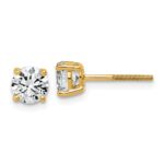 14k 1 1/2 carat Lab Grown Diamond VS/SI+ G+ Round Complete Four Prong Lightweight Screwback Stud Earrings