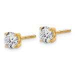 14k 1 1/2 carat Lab Grown Diamond VS/SI+ G+ Round Complete Four Prong Lightweight Screwback Stud Earrings - Image 2