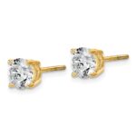 14k 2 carat Lab Grown Diamond VS+ F+ Round Complete Four Prong Lightweight Screwback Stud Earrings - Image 2