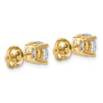 14k 2 carat Lab Grown Diamond VS+ F+ Round Complete Four Prong Lightweight Screwback Stud Earrings - Image 3