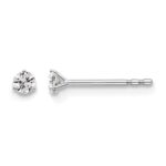14k White Gold 1/10 carat Lab Grown Diamond VS+ F+ Round Complete Three Prong Stud Earrings