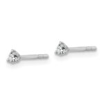 14k White Gold 1/10 carat Lab Grown Diamond VS/SI+ G+ Round Complete Three Prong Stud Earrings - Image 2