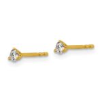 14k 1/6 carat Lab Grown Diamond VS/SI+ G+ Round Complete Three Prong Stud Earrings - Image 2