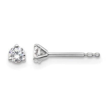 14k White Gold 1/5 carat Certified Lab Grown Diamond VS/SI+ G+ Round Complete Three Prong Stud Earrings