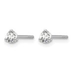 14k White Gold 1/5 carat Certified Lab Grown Diamond VS+ F+ Round Complete Three Prong Stud Earrings - Image 2