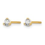 14k 1/5 carat Lab Grown Diamond VS+ F+ Round Complete Three Prong Stud Earrings - Image 2