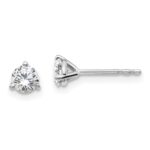 18k White Gold 1/2 carat Certified Lab Grown Diamond VS+ F+ Round Complete Three Prong Stud Earrings