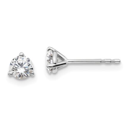 18k White Gold 1/2 carat Certified Lab Grown Diamond VS+ F+ Round Complete Three Prong Stud Earrings