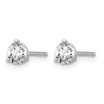 14k White Gold 1/2 carat Lab Grown Diamond VS/SI+ G+ Round Complete Three Prong Stud Earrings - Image 2
