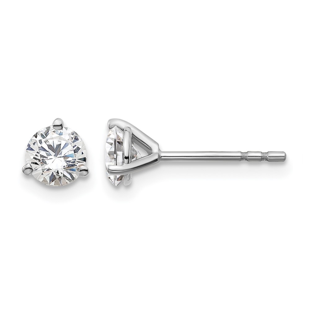 EM1007-075-WAA-1.jpg 14k White Gold 3/4 carat Certified Lab Grown Diamond VS/SI+ G+ Round Complete Three Prong Stud Earrings - Image 1