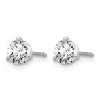 14k White Gold 3/4 carat Certified Lab Grown Diamond VS+ F+ Round Complete Three Prong Stud Earrings - Image 2