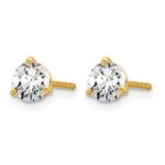 14k 3/4 carat Lab Grown Diamond VS/SI+ G+ Round Complete Three Prong Stud Earrings - Image 2