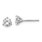 18k White Gold 1 carat Certified Lab Grown Diamond VS+ F+ Round Complete Three Prong Stud Earrings