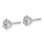 Platinum 1 carat Lab Grown Diamond VS+ F+ Round Complete Three Prong Stud Earrings - Image 2