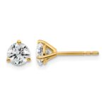 14k 1 carat Certified Lab Grown Diamond VS+ F+ Round Complete Three Prong Stud Earrings