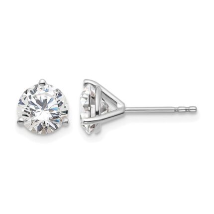 14k White Gold 1 3/4 carat Lab Grown Diamond VS+ F+ Round Three Prong Complete Stud Earrings