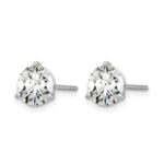 14k White Gold 1 3/4 carat Lab Grown Diamond VS+ F+ Round Three Prong Complete Stud Earrings - Image 2