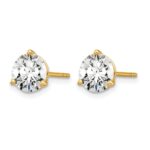 14k White Gold 1 1/2 carat Certified Lab Grown Diamond VS/SI+ G+ Round Complete Three Prong Stud Earrings - Image 2